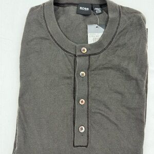 BOSS Men's Olive Henley Shirt